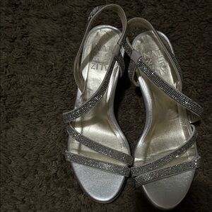 Elegant Silver Strappy Heels